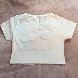 aerie White Cropped Short Sleeve Top
